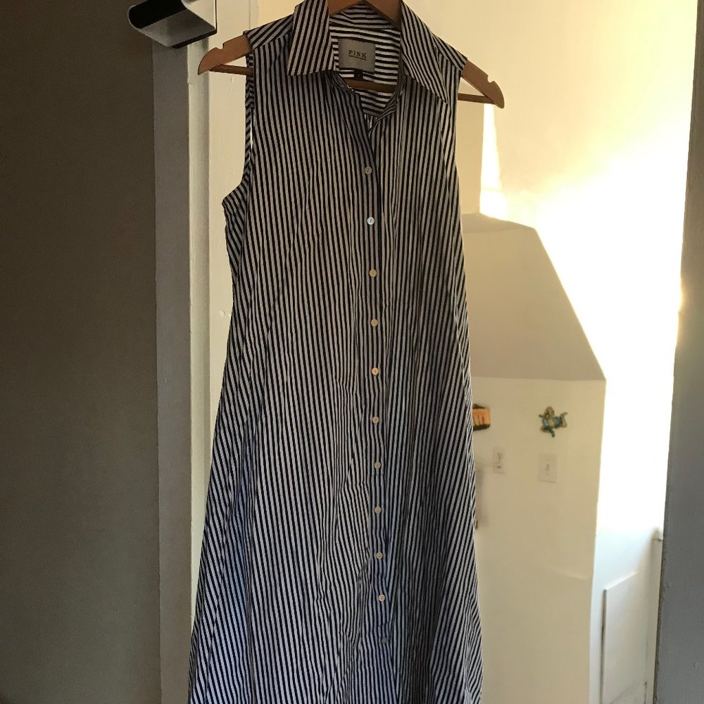PINK London Striped Button-Down Dress (Midi)